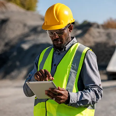 Mining professional using GoldChain on tablet